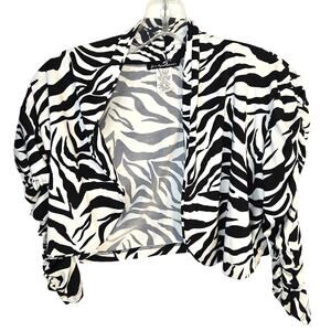 Five by Simon Small S Women's Blazer Zebra Suit Coat Misses Size 4 6 Jacket